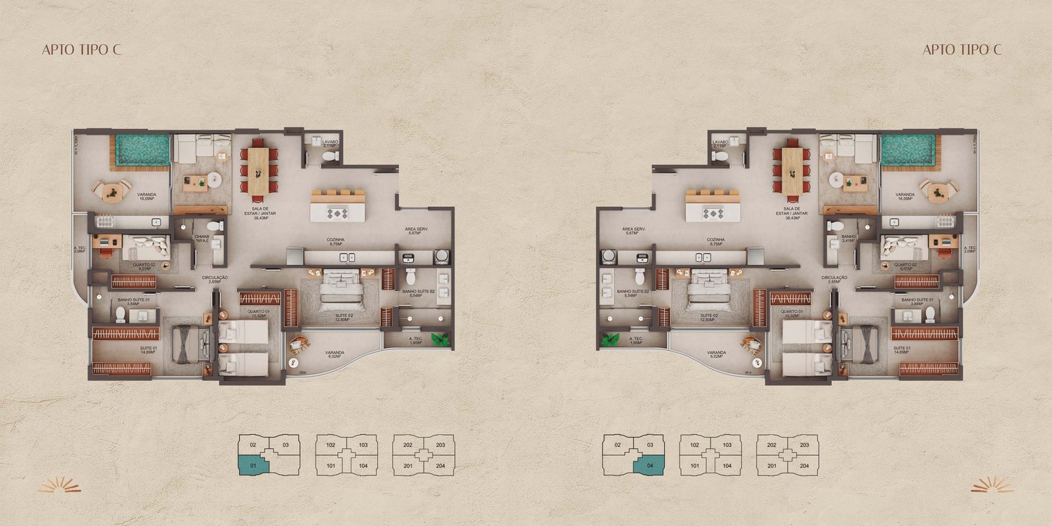 Planta 4 Quartos — Manami Ocean Living