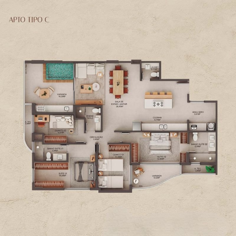Planta Apartamento — Manami Ocean Living