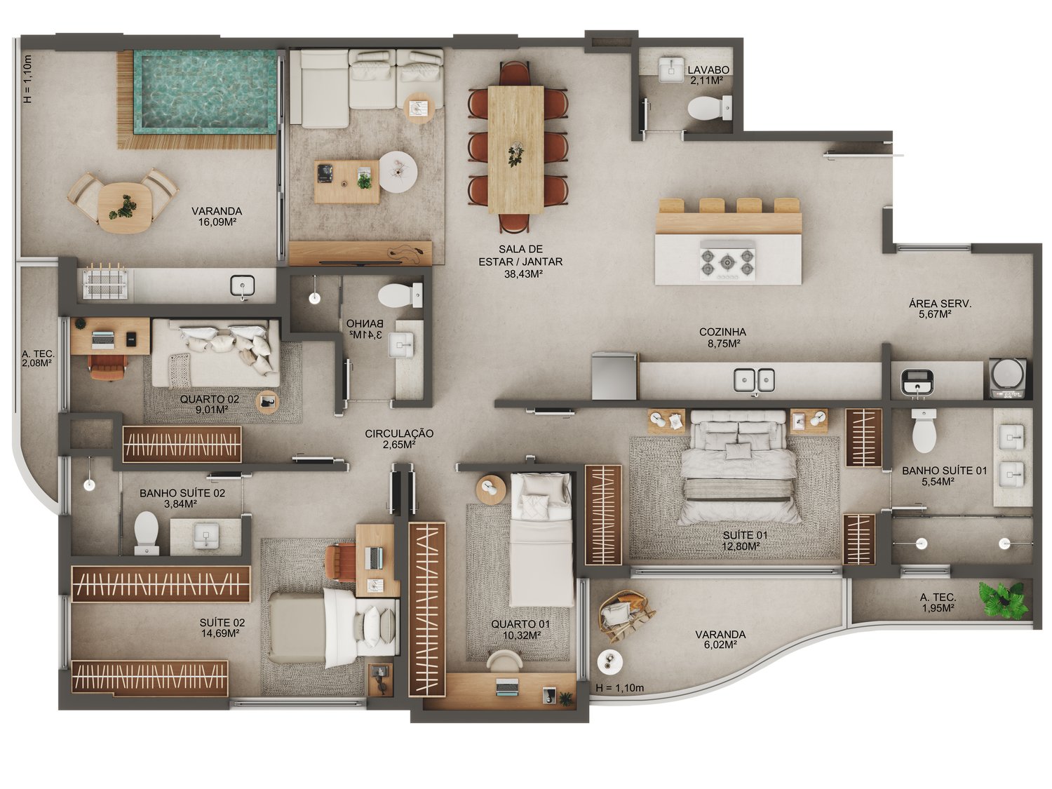 Planta Apartamento — Manami Ocean Living