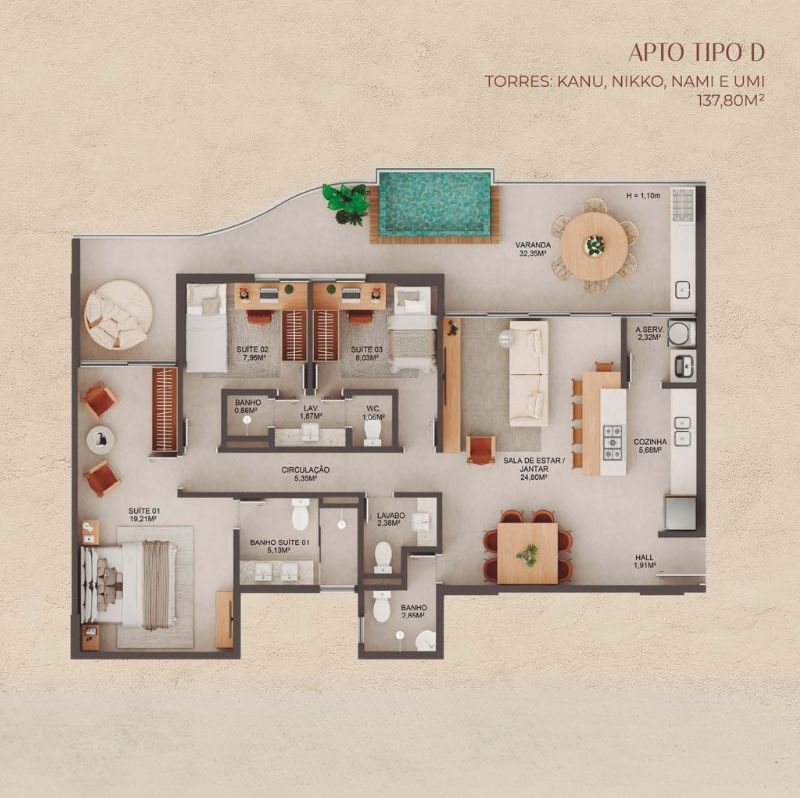 Planta Apartamento — Manami Ocean Living