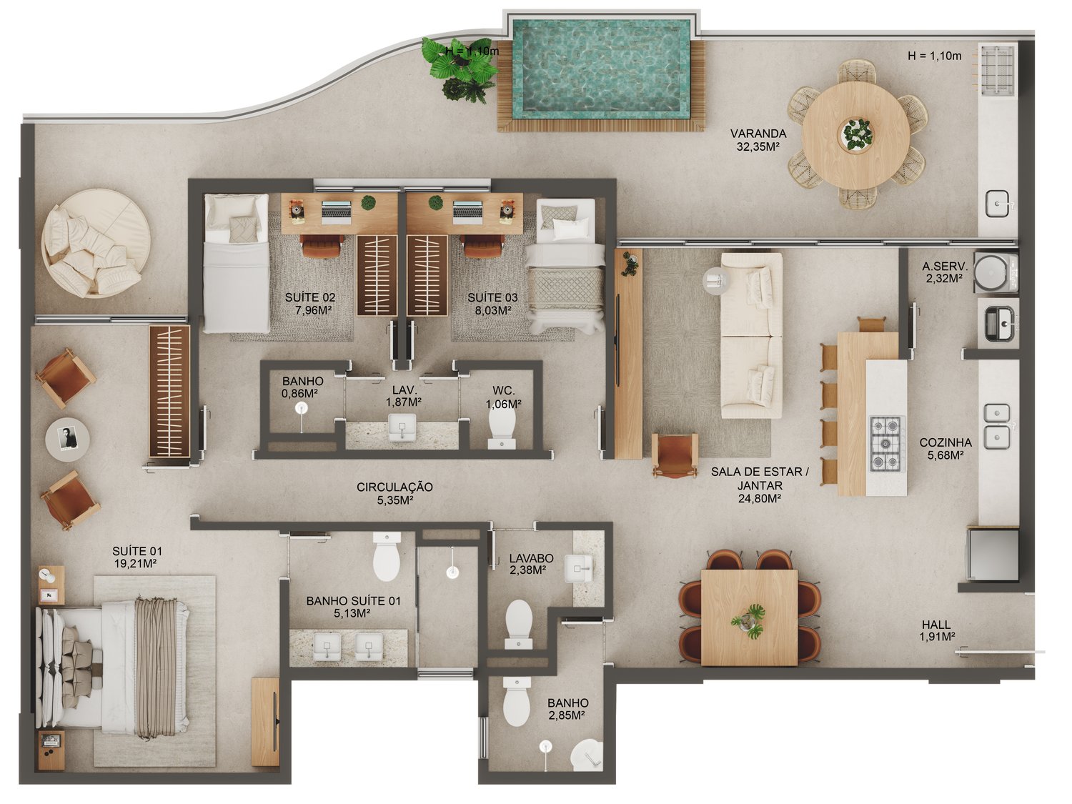 Planta Apartamento — Manami Ocean Living