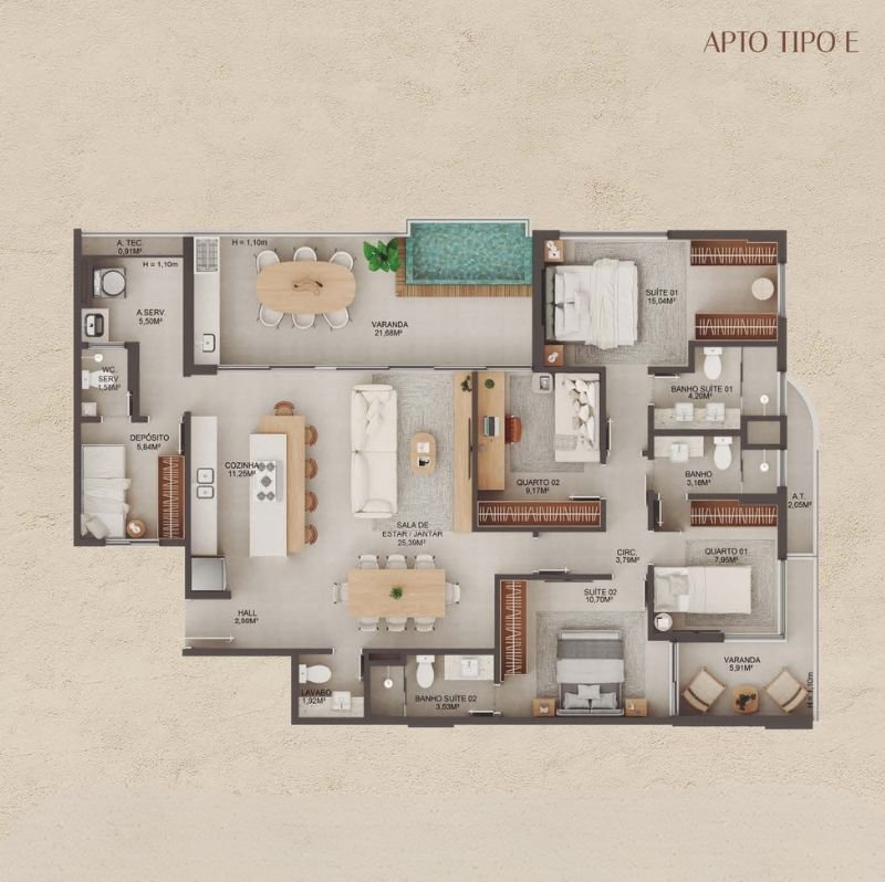 Planta Apartamento — Manami Ocean Living