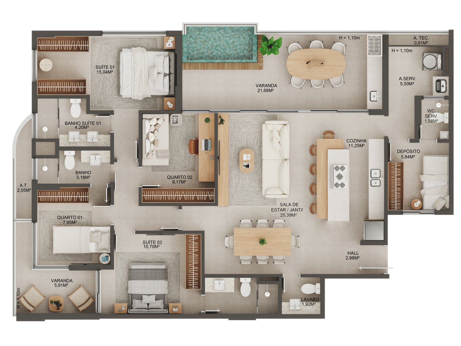 Planta Apartamento — Manami Ocean Living