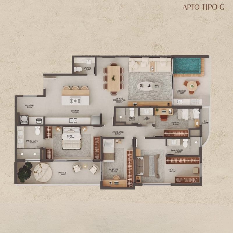 Planta Apartamento — Manami Ocean Living