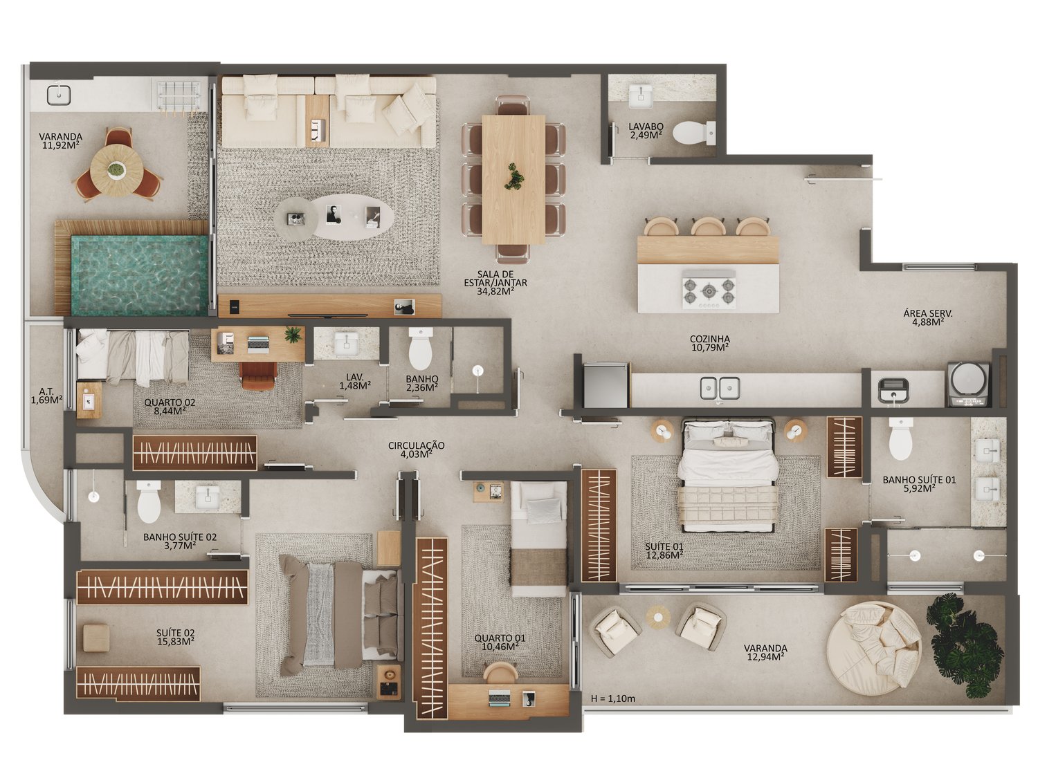 Planta Apartamento — Manami Ocean Living