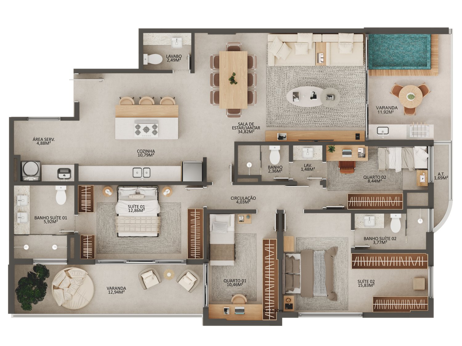 Planta Apartamento — Manami Ocean Living