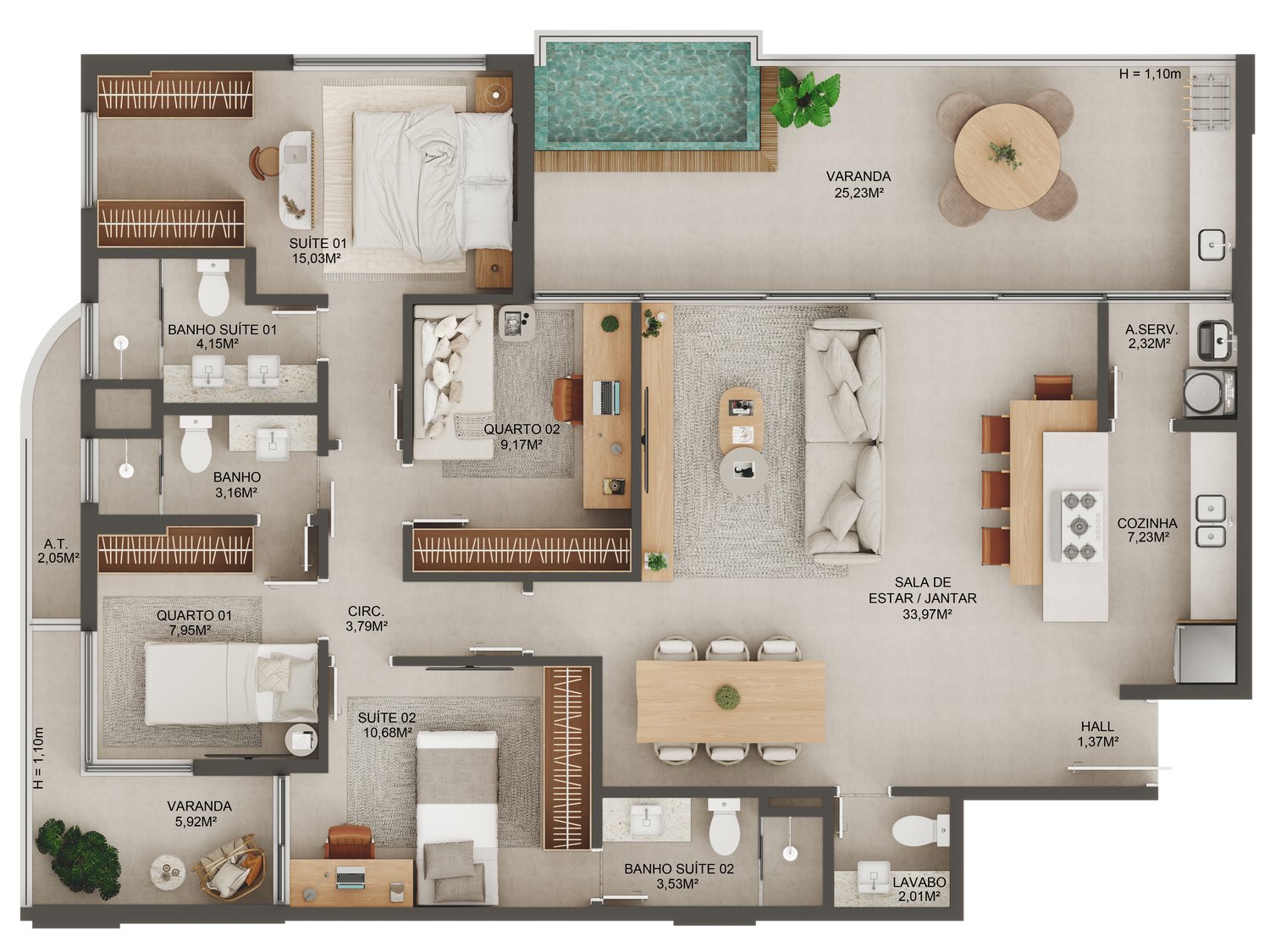 Planta Apartamento — Manami Ocean Living