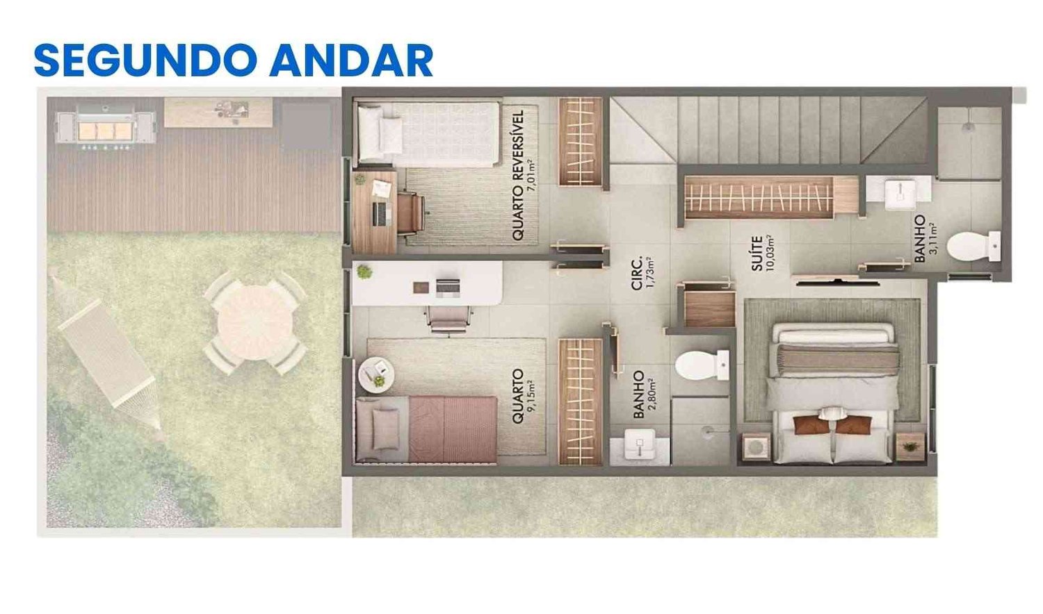 Planta 3 Quartos Com Suite — Bougainville