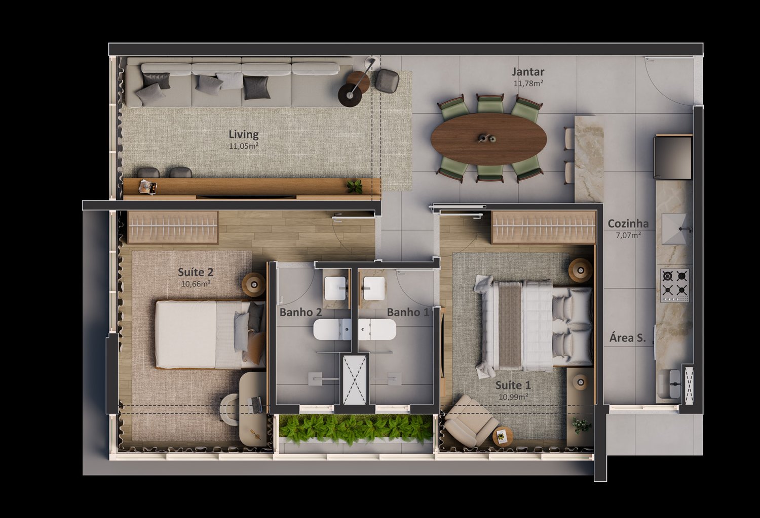 Planta Cobertura — Edge Luxury Apartments
