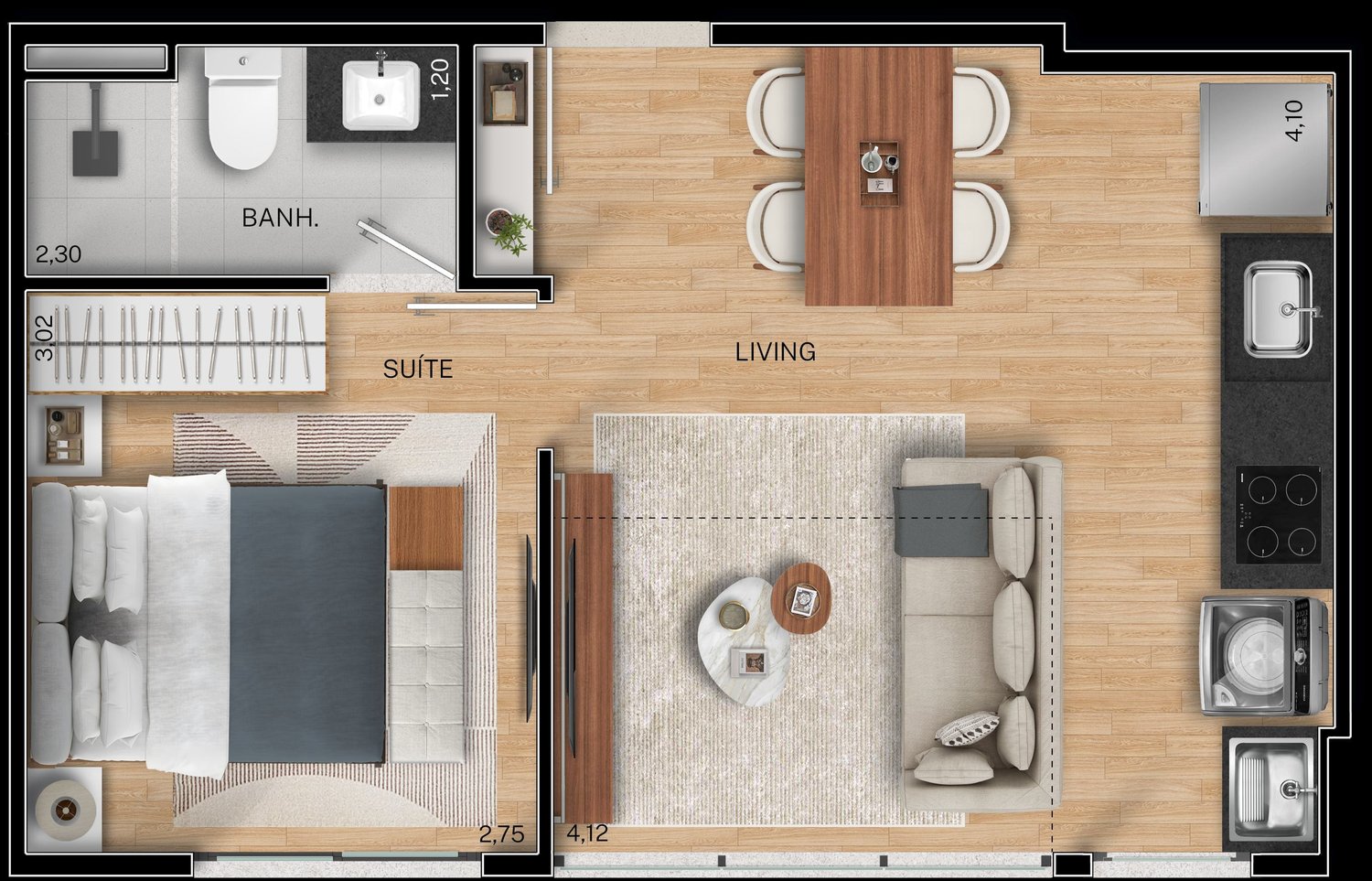 Planta 1 Quarto Garden — Fit@370