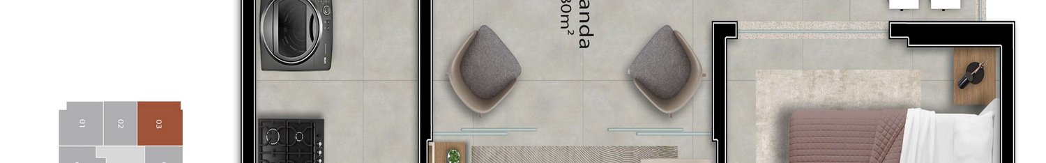 Planta Quarto/Sala - Coluna 03 — Galazzi Smart Living
