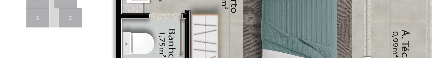 Planta Quarto/Sala - Coluna 07 — Galazzi Smart Living