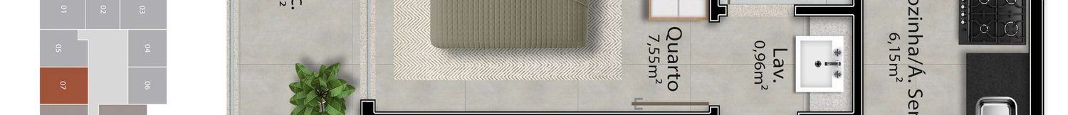 Planta Quarto/Sala - Coluna 14 — Galazzi Smart Living