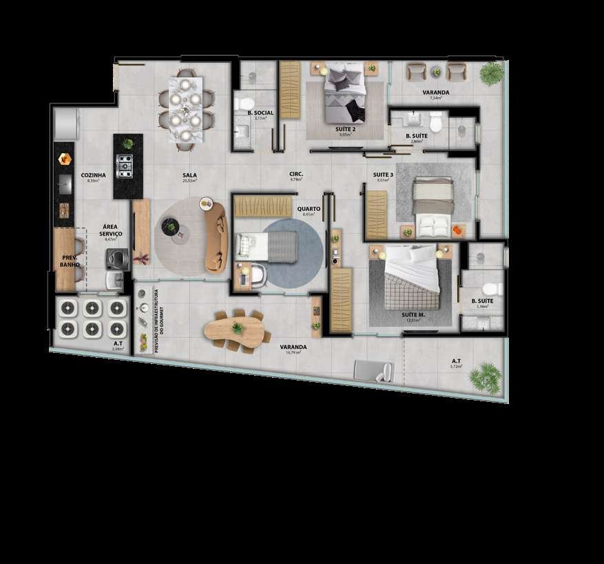Planta 4 Quartos Com 3 Suítes - Duplex — Heleganz Residence