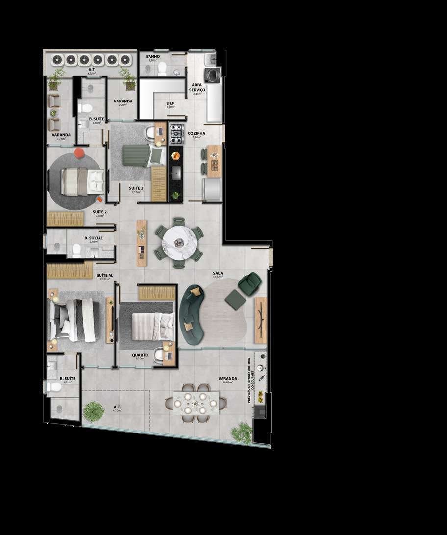 Planta 5 Quartos Com 4 Suítes - Duplex — Heleganz Residence