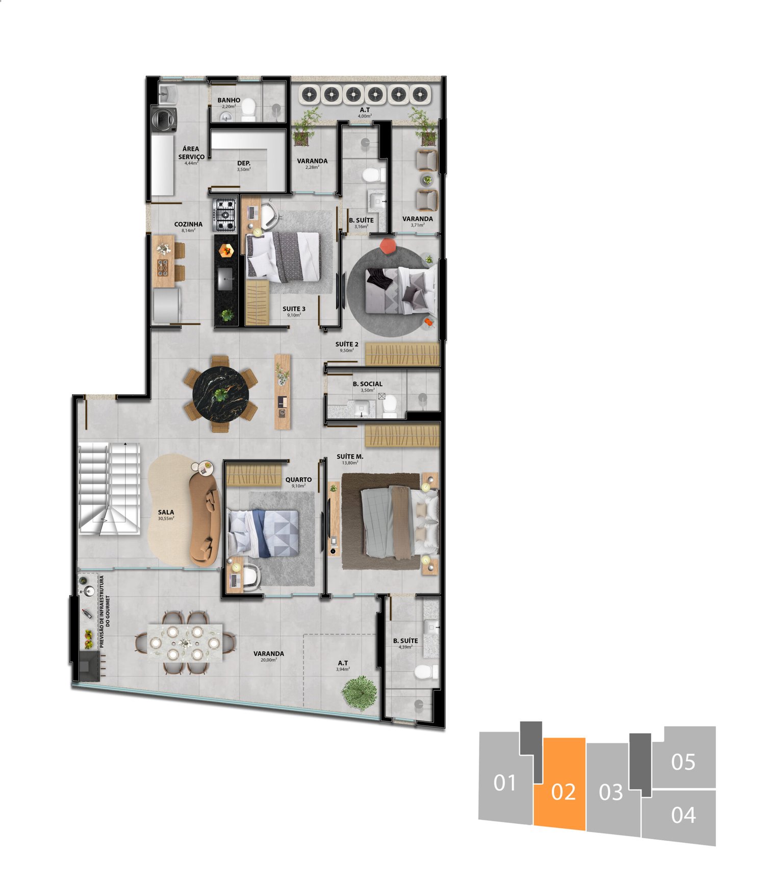 Planta Apartamento — Heleganz Residence