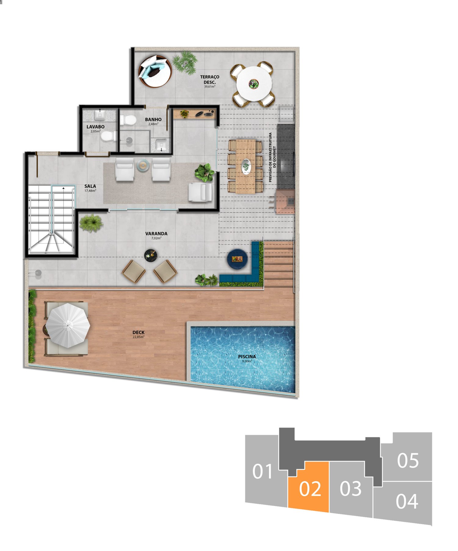 Planta Duplex — Heleganz Residence