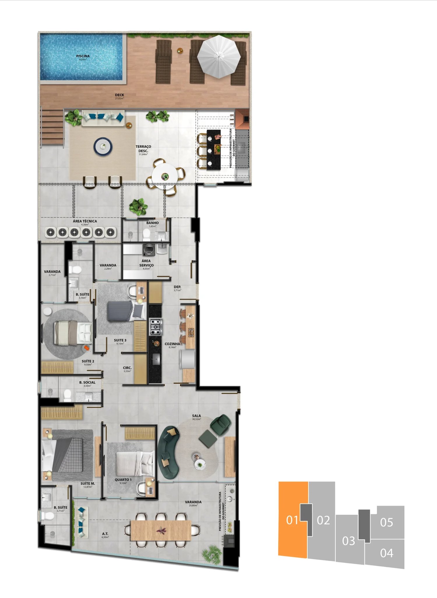 Planta 4 Quartos Com 3 Suítes - Garden — Heleganz Residence