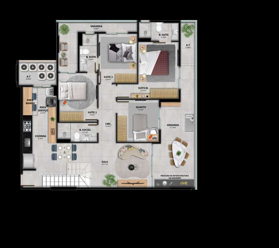 Planta Cobertura — Heleganz Residence