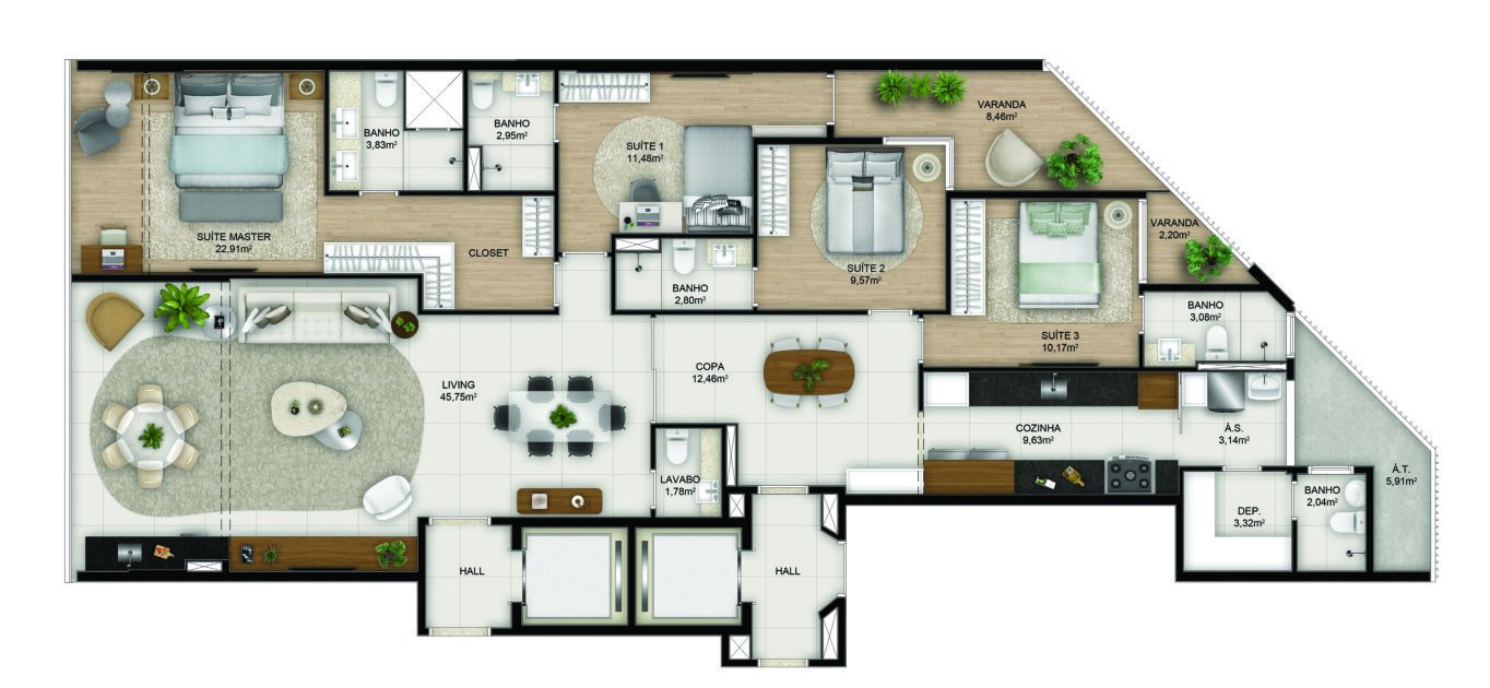 Planta Canto 1 — Ilha Vitória Ocean Front Residences