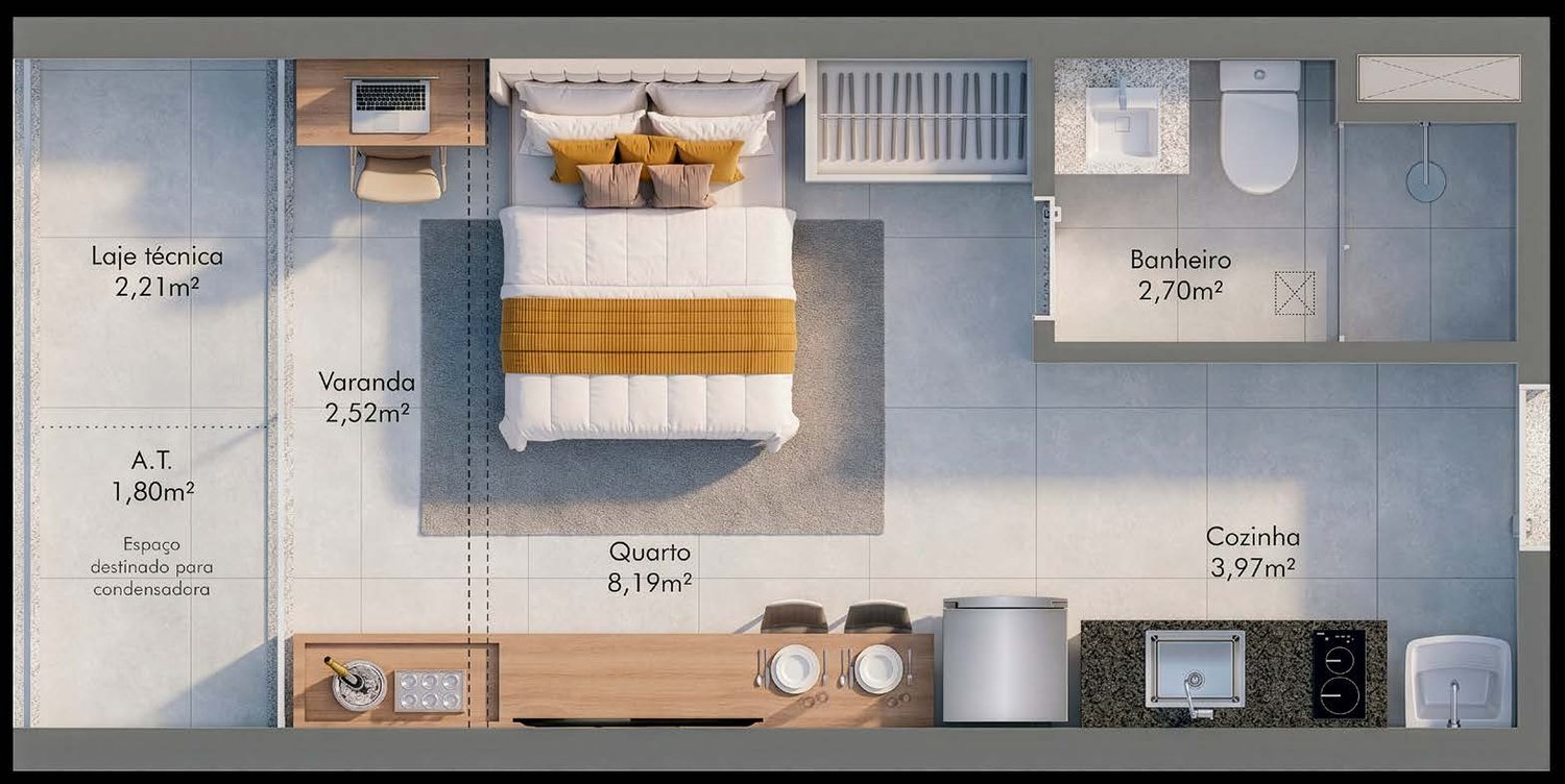 Planta 2 Quartos Com Terraço (Garden) — ITA.living