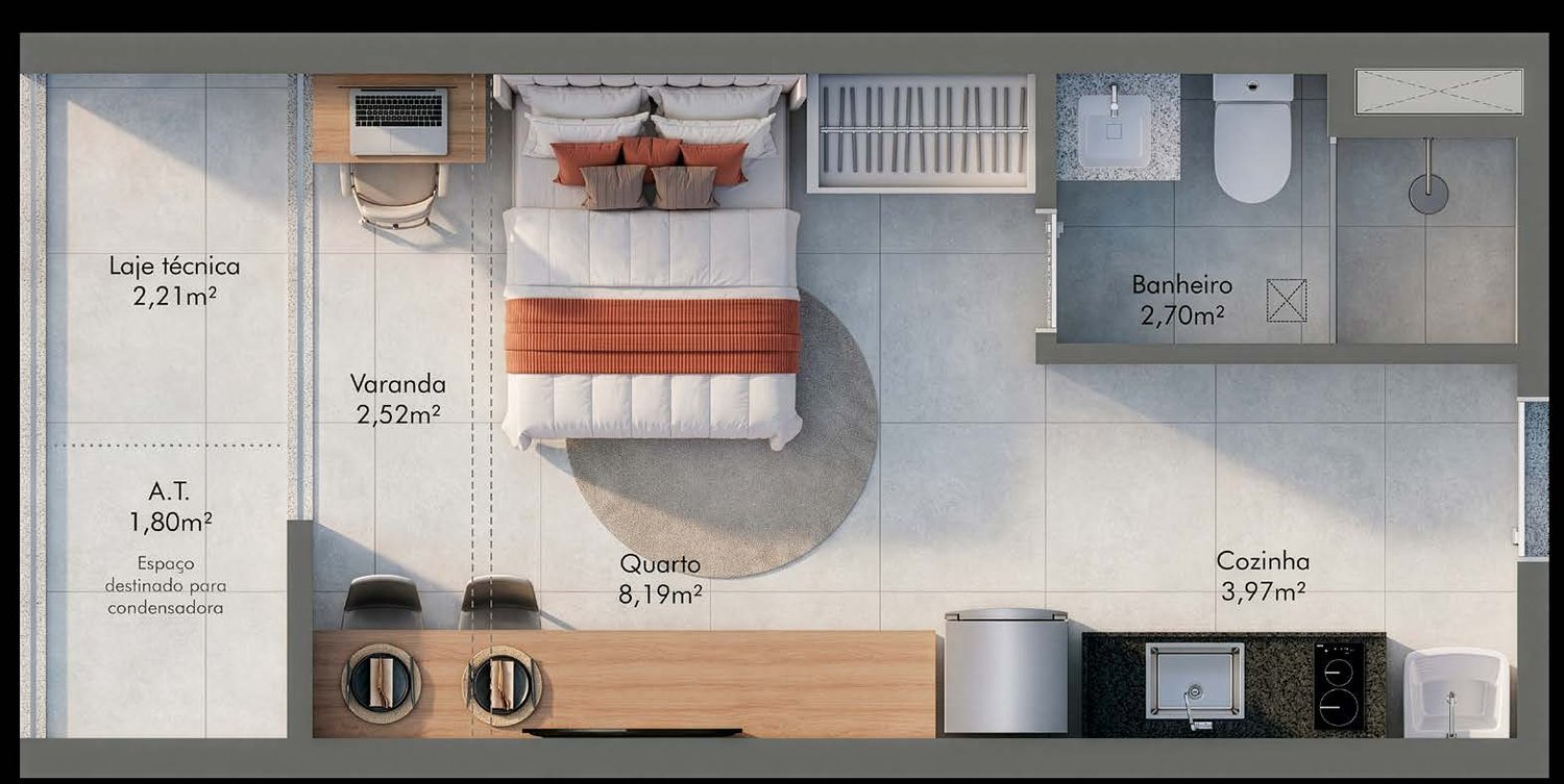 Planta 2 Quartos Com Terraço (Garden) — ITA.living