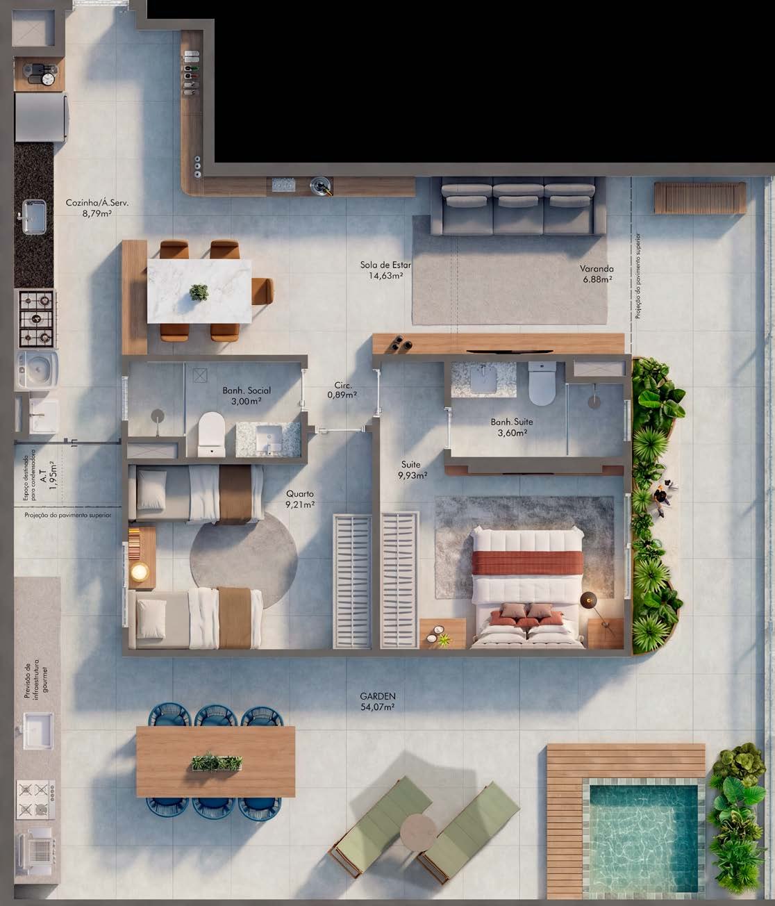 Planta 2 Quartos — ITA.living