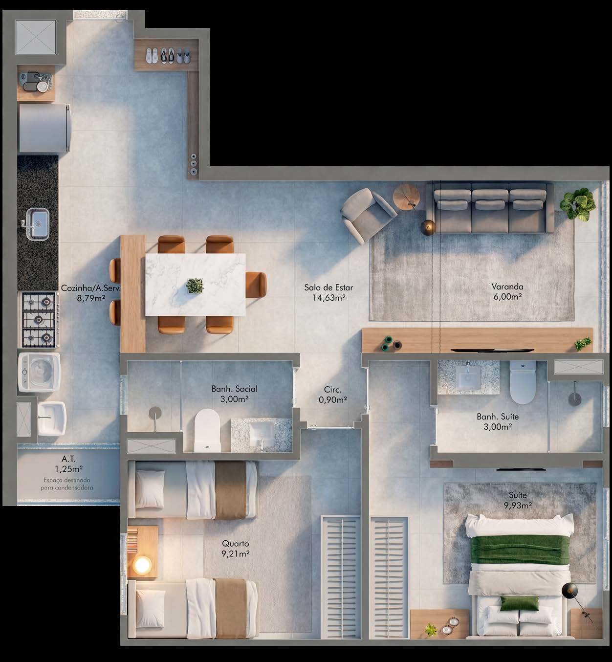 Planta 2 Quartos — ITA.living