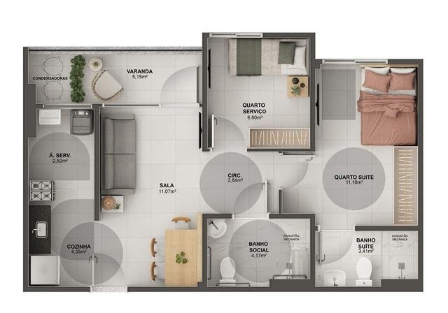 Planta 3 Quartos — Morada Vitória Residencial Clube