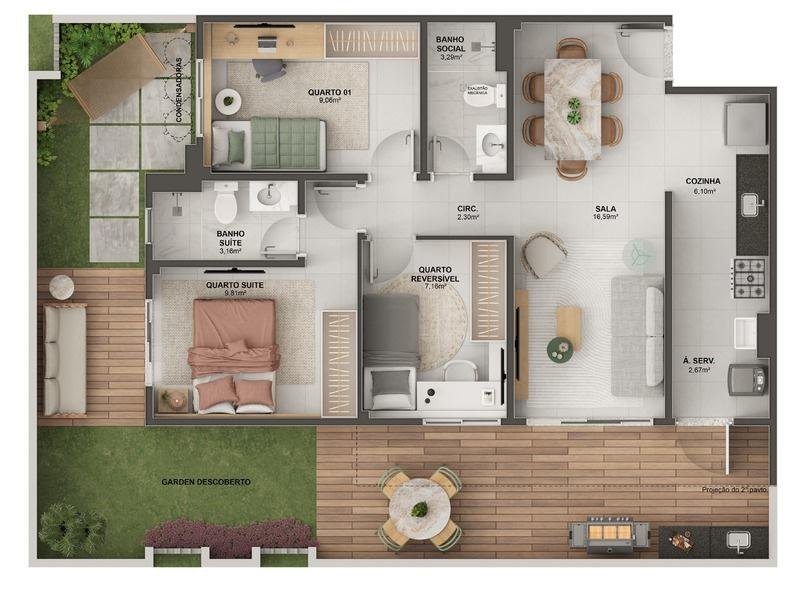 Planta Cobertura — Morada Vitória Residencial Clube