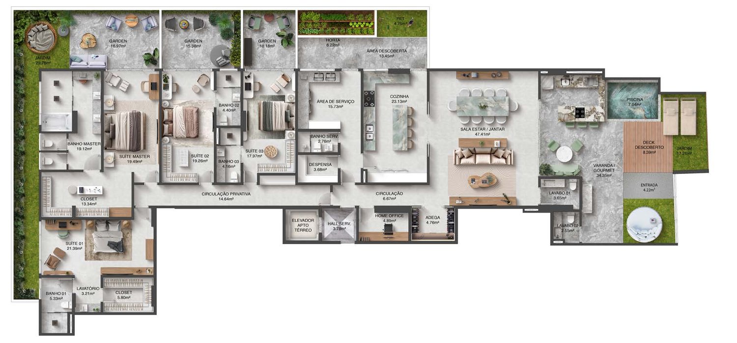 Planta Mansão 7º Pavimento Duplex — Seven Mansões Suspensas