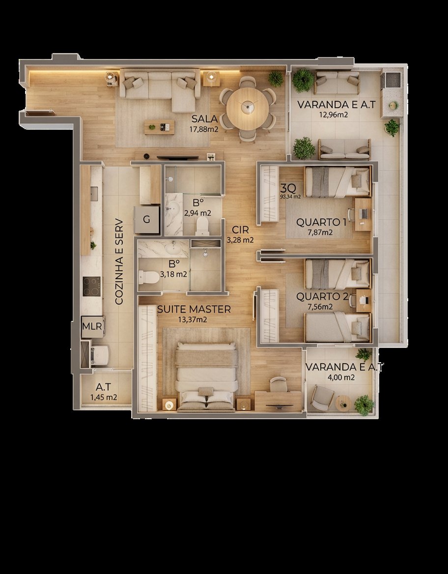 Planta 2 Quartos — Showa Nature Living