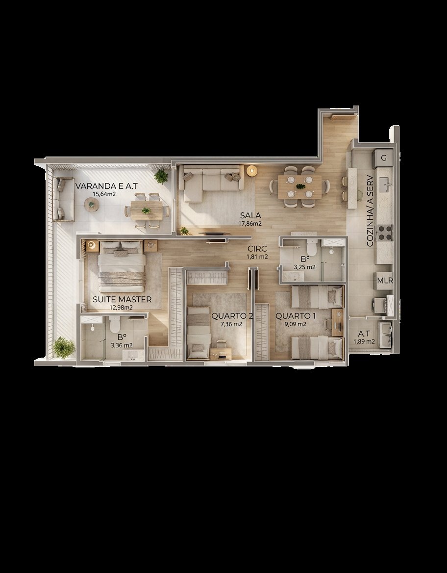 Planta 3 Quartos — Showa Nature Living