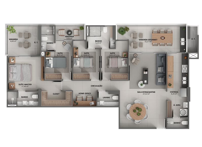 Planta 4 Suites Coluna 03 — Showa Nature Living