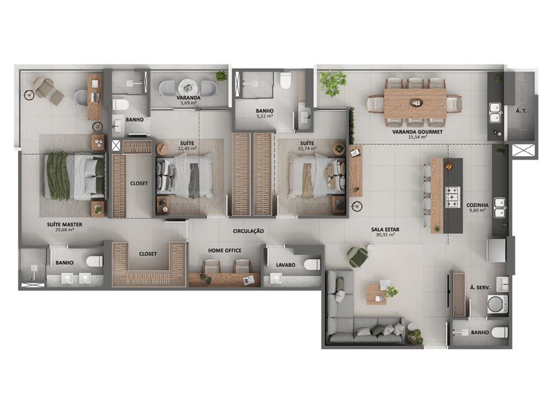Planta 4 Suites Coluna 03 — Showa Nature Living