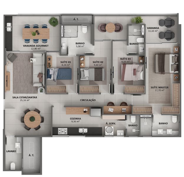 Planta 4 Quartos — Showa Nature Living