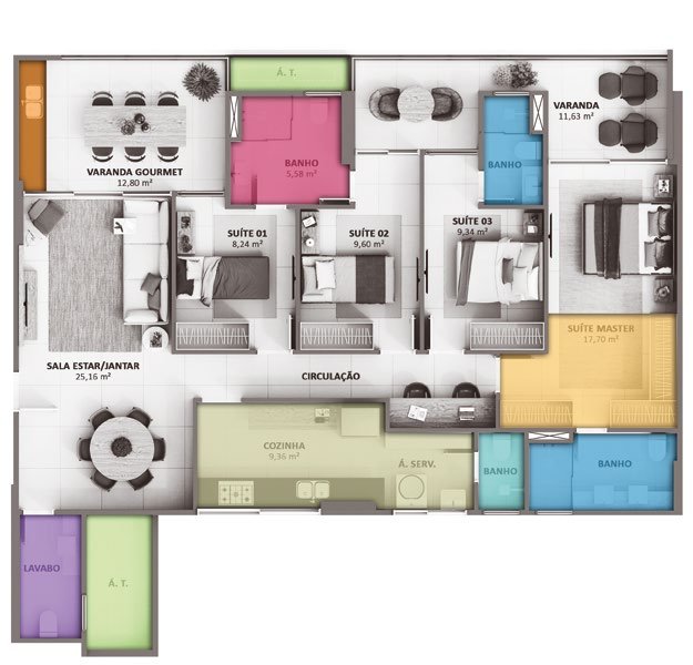 Planta 2 Quartos — Showa Nature Living