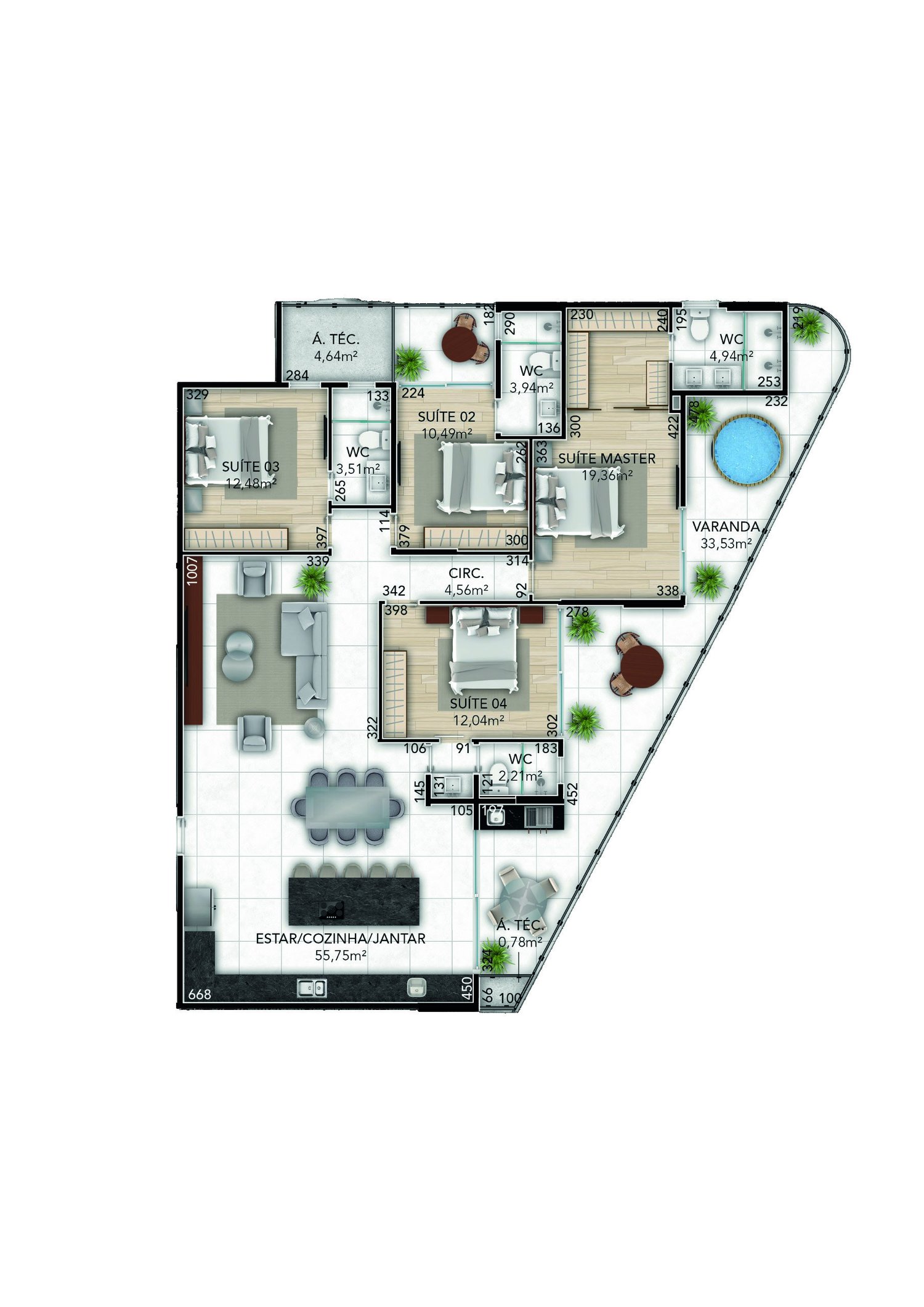 Planta 3 Suites — Vert Manguinhos