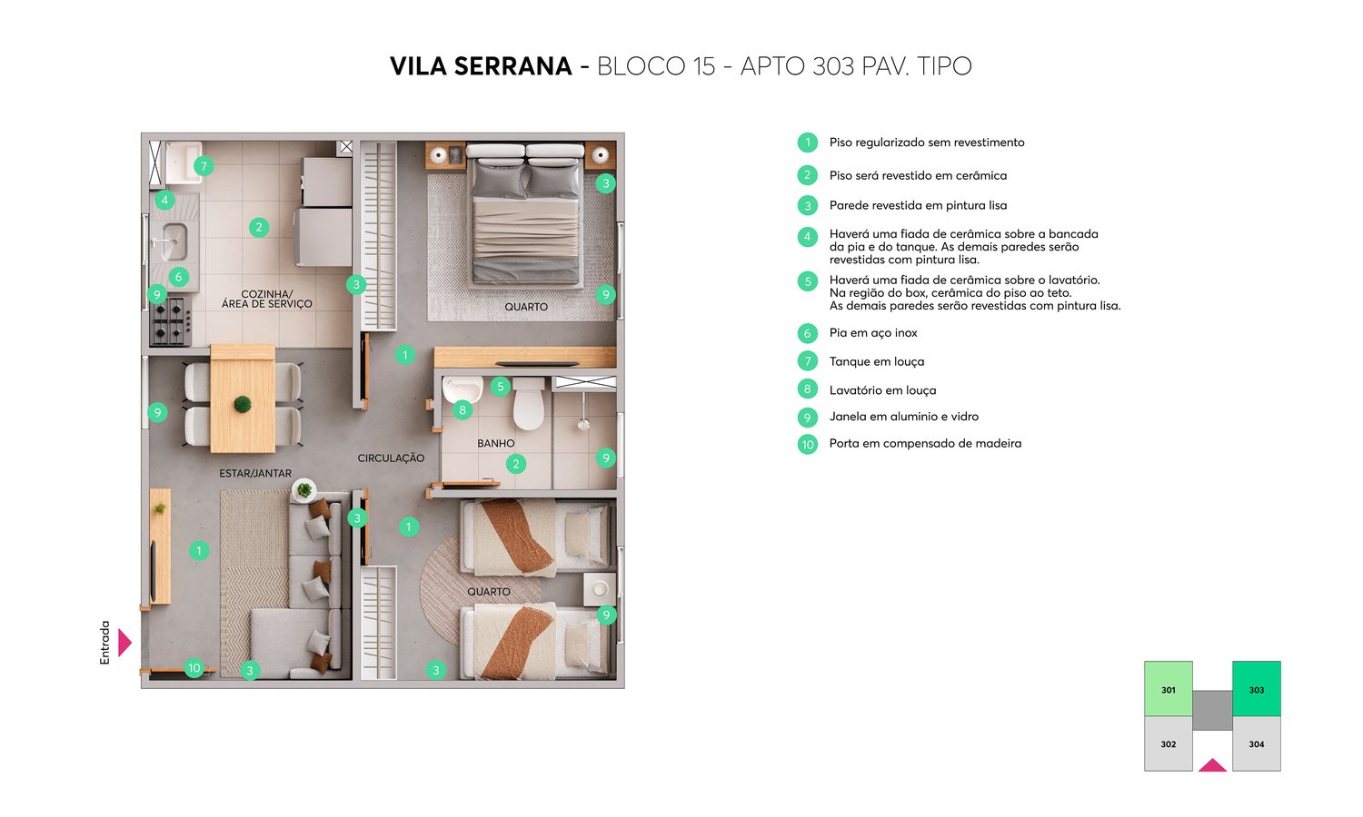 Planta 1 Quarto Pcd — Vila Serrana