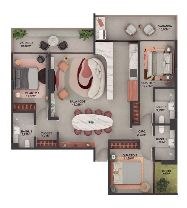 Planta 2 Quartos — Vive Le Vin