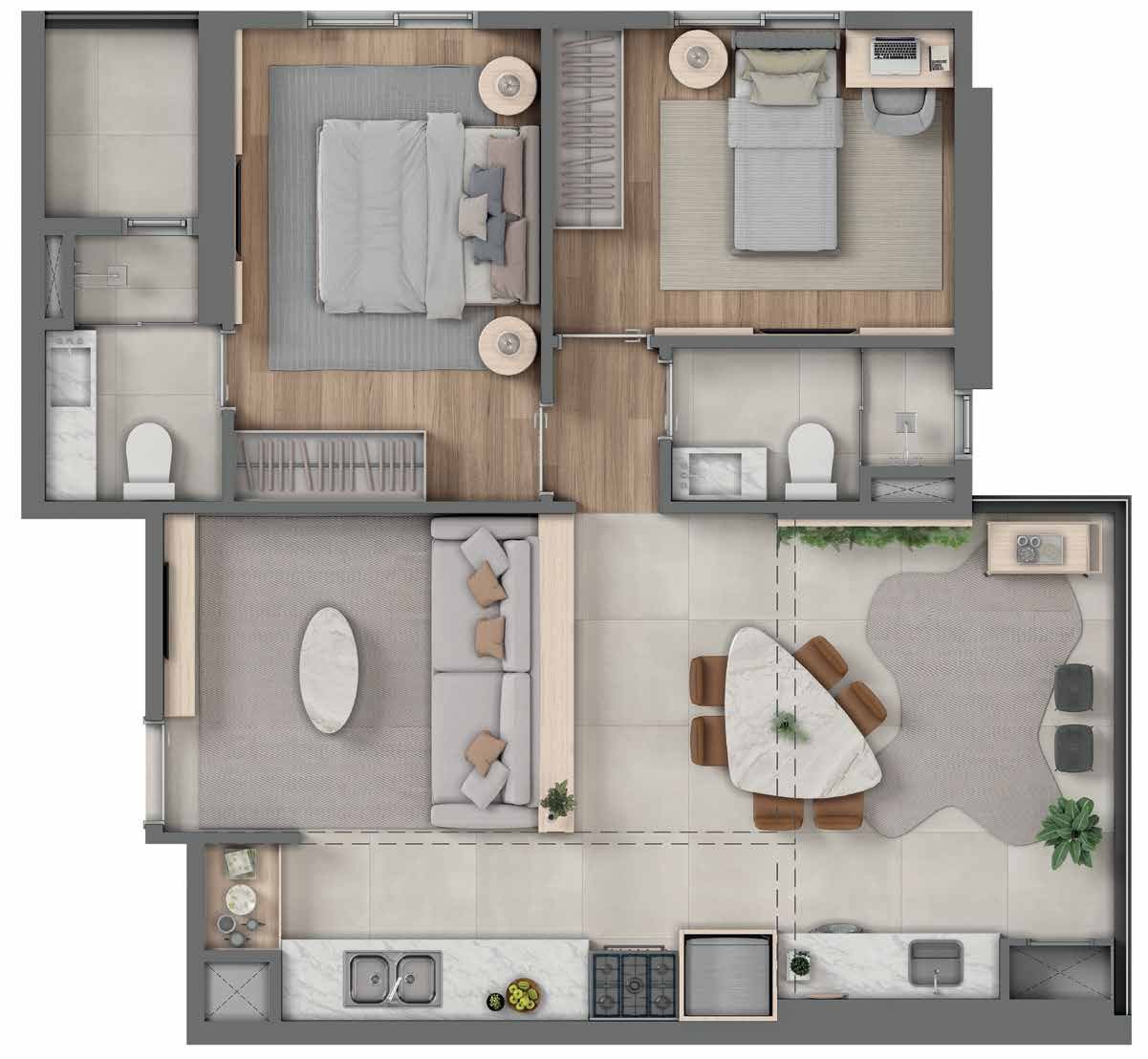 Planta 2 Quartos — Youniverse