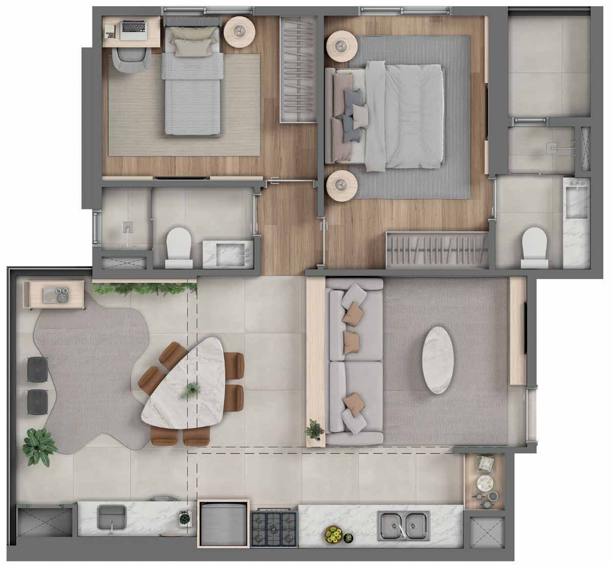 Planta 2 Quartos — Youniverse