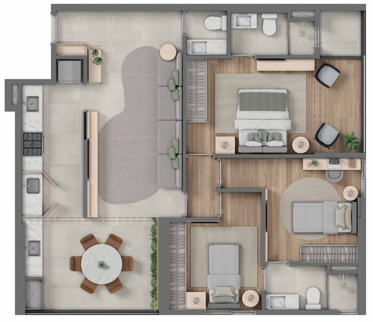 Planta 3 Quartos — Youniverse