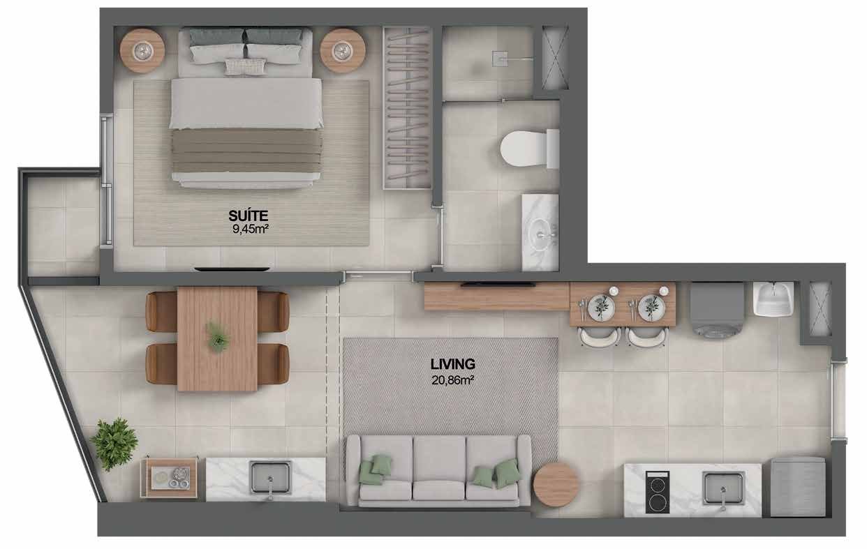 Planta Suíte + Living — Youniverse