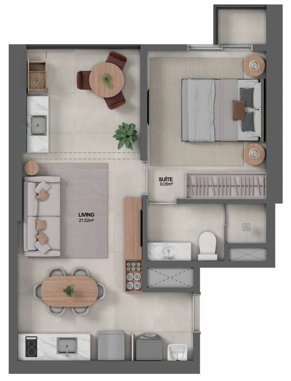 Planta Suíte + Living — Youniverse