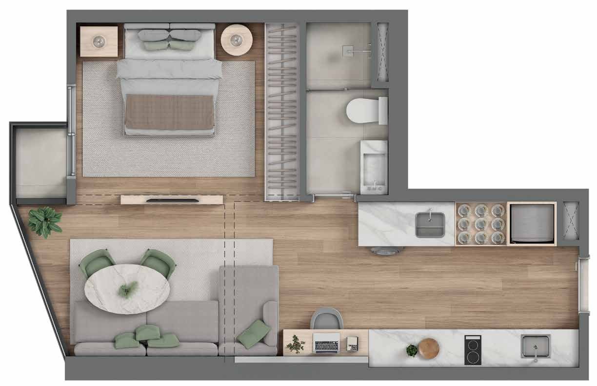Planta Suíte + Living — Youniverse