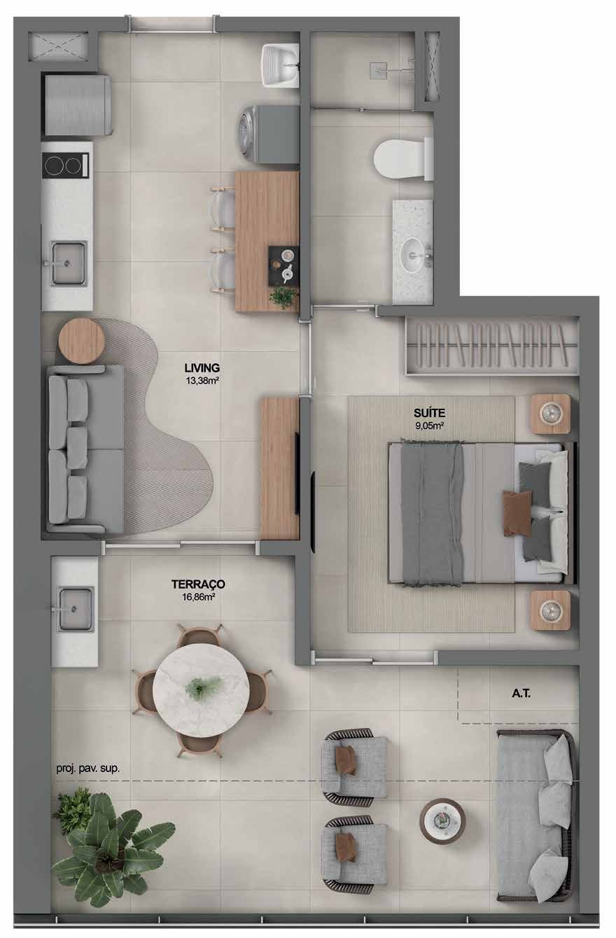 Planta Suíte + Terraço — Youniverse