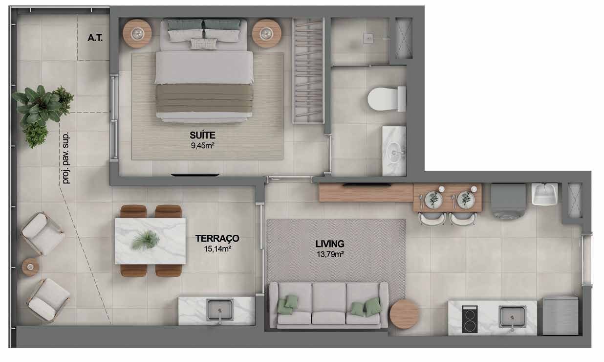 Planta Suíte + Terraço — Youniverse